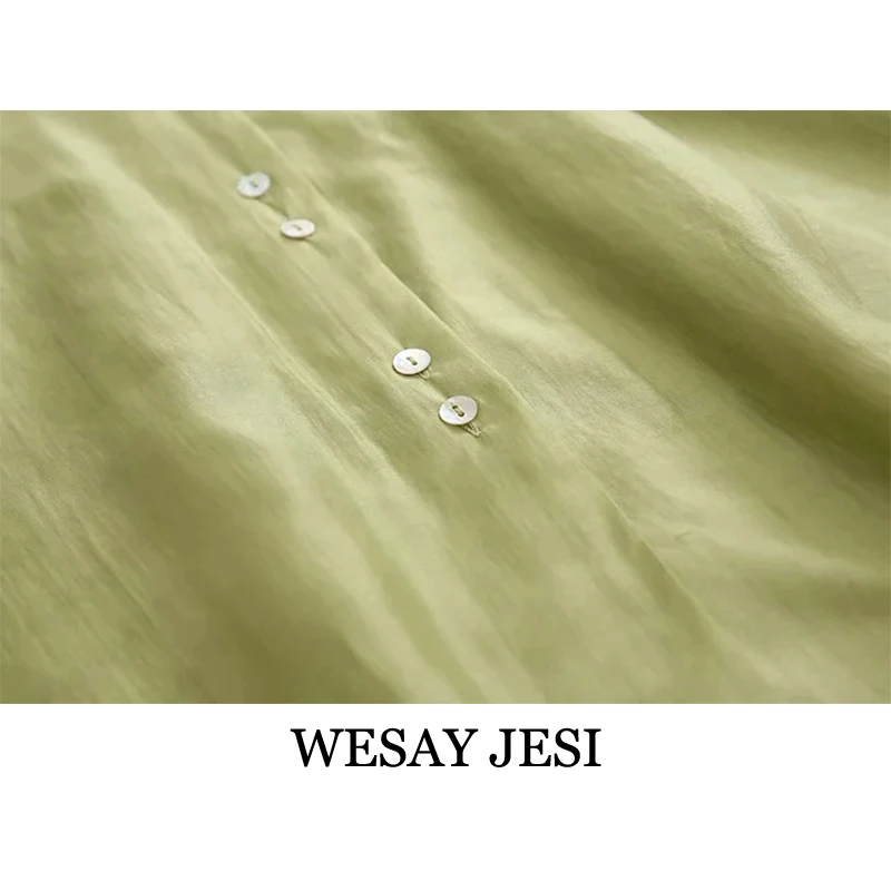 

WESAY JESI 2021 Summer Ladies' Top Solid Color Lapel Long Sleeve Button-style Summer Sun Protection Fashion Retro Commuter Shirt