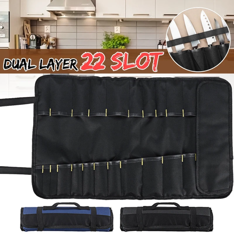 Multi-functional Kitchen Cutter Roll Bag Chef Knife Portable Durable Storage Pockets Black Carry Case 22 | Дом и сад