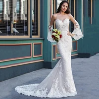amazing sheer scoop neck mermaid wedding dresses lace appliques sexy backless fishtail trumpet ladies bridal gowns natural slim