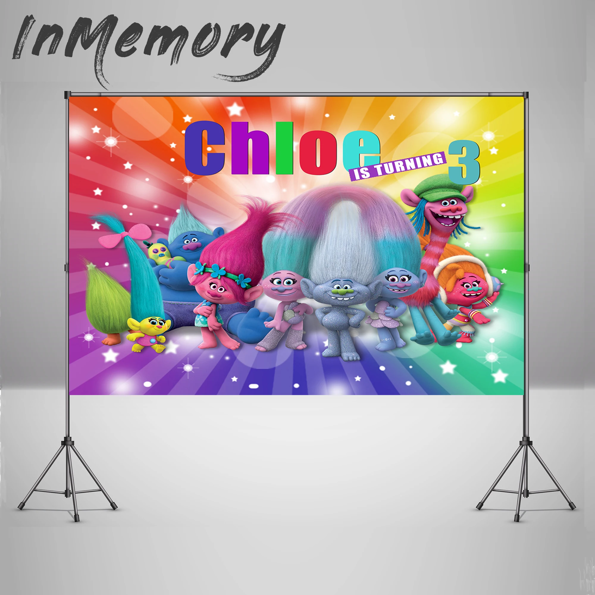 Фон для фотосъемки с изображением троллей радуги Декорации дня рождения детей