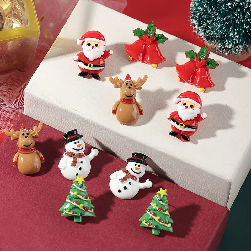 

Christmas Cartoon Cute Snowman Santa Claus Bells Elk Shape Stud Earrings For Women Christmas Hat Bells Tree Earrings Xmas Gift