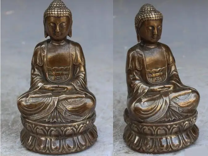 Медная Статуя 13 см китайский Тибетский буддизм Бронзовый Шакьямуни Сакьямуни