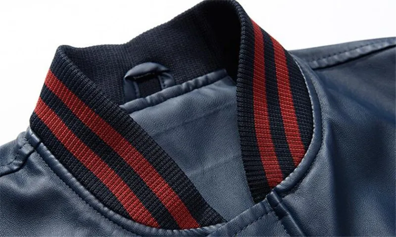 

KIMSERE Men Fashion Leather Baseball Jackets Casual Varsity Letterman Jacket Outerwear For Male Letter Embroidered PU
