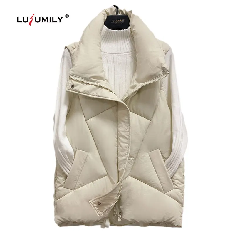 

Lusumily 2021 New Arrivals Autumn Winter Vest Women High Quality Jacket Sleeveless Coat Female Down Vestscotton Soft Outwear