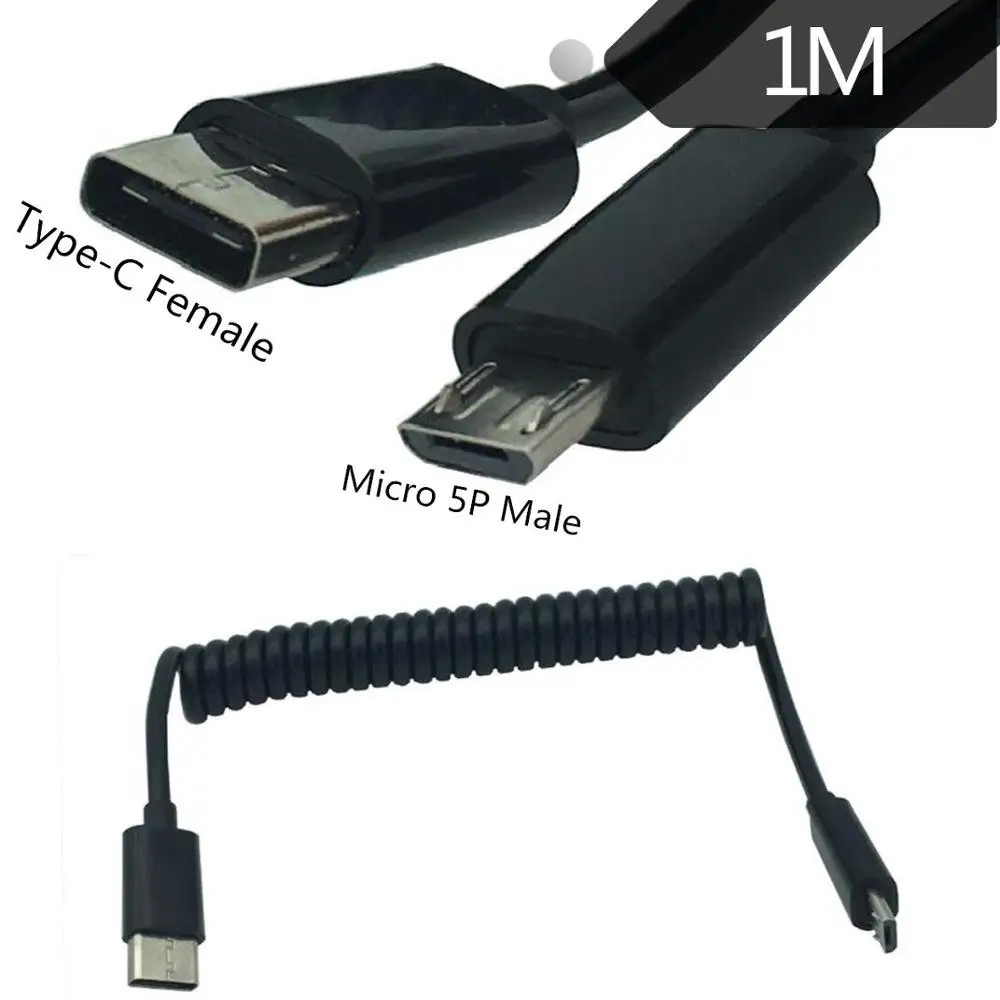 Спиральный обмотанный USB 3 1 C-TYPE разъем для micro/mini/type-c 5P Мужской адаптер кабель 0 м 3FT