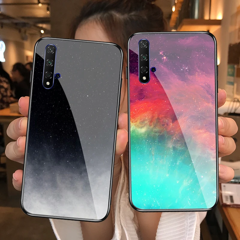 Цветной стеклянный чехол для телефона Huawei Honor 8 9 10 Lite 20 Pro 20S накладка 7A 7C 8C 8X 9X Play 8S
