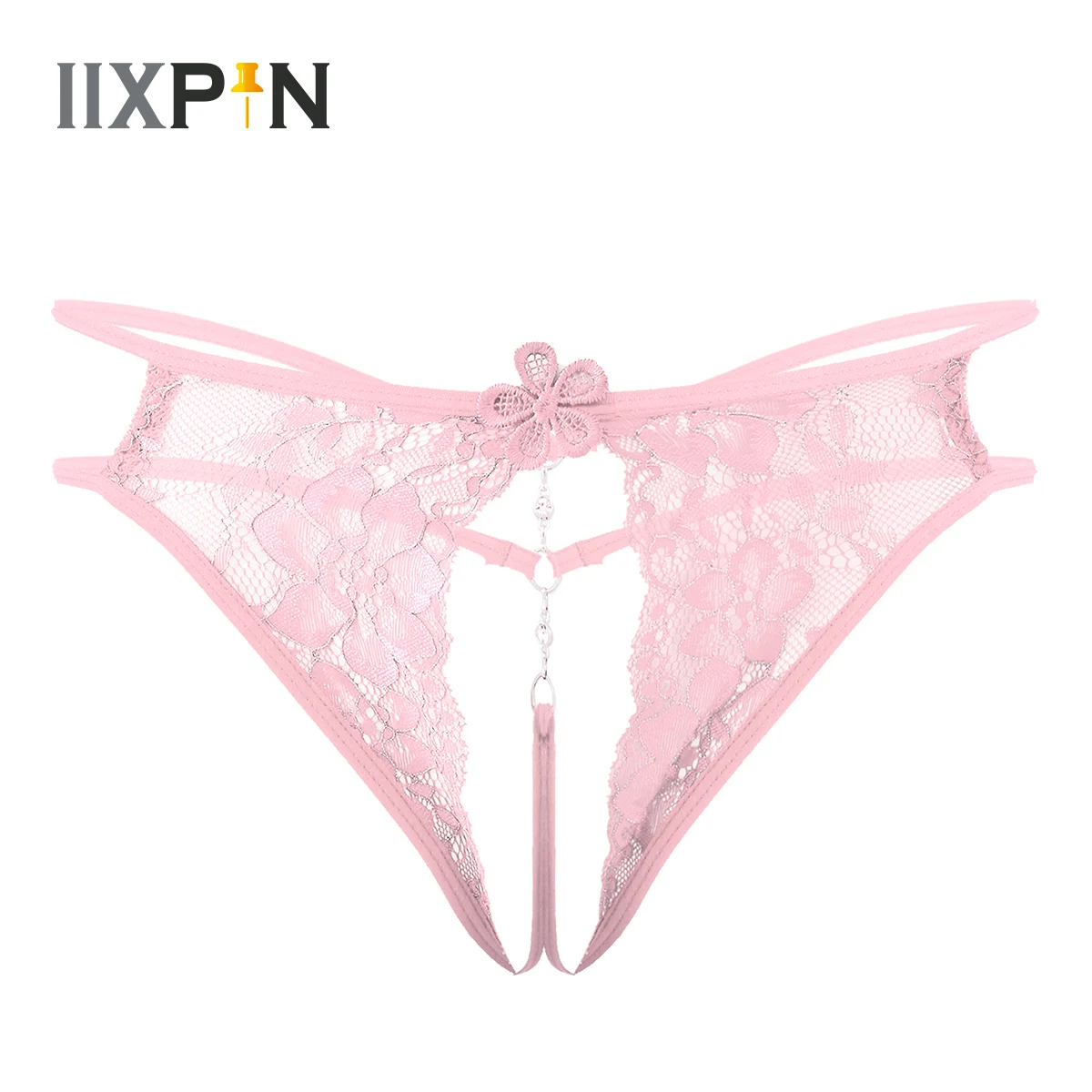 Mens Flower Lace G-string Briefs Sissy Crossdress Underwear Nightwear Embroidery Low Waist Crotchless Open Butt T-back Thongs