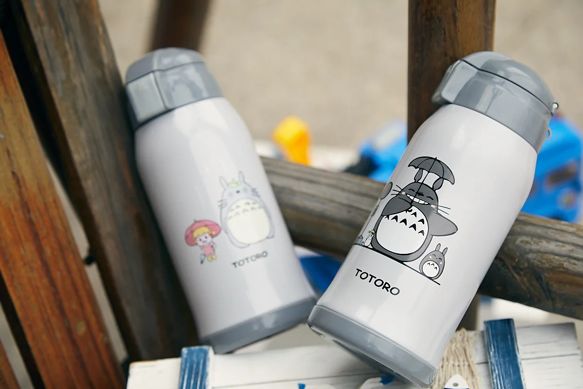 Oussirro 600 мл Totoro прекрасный термос милый детский термос с кружка с соломкой 304 термос из нержавеющей стали