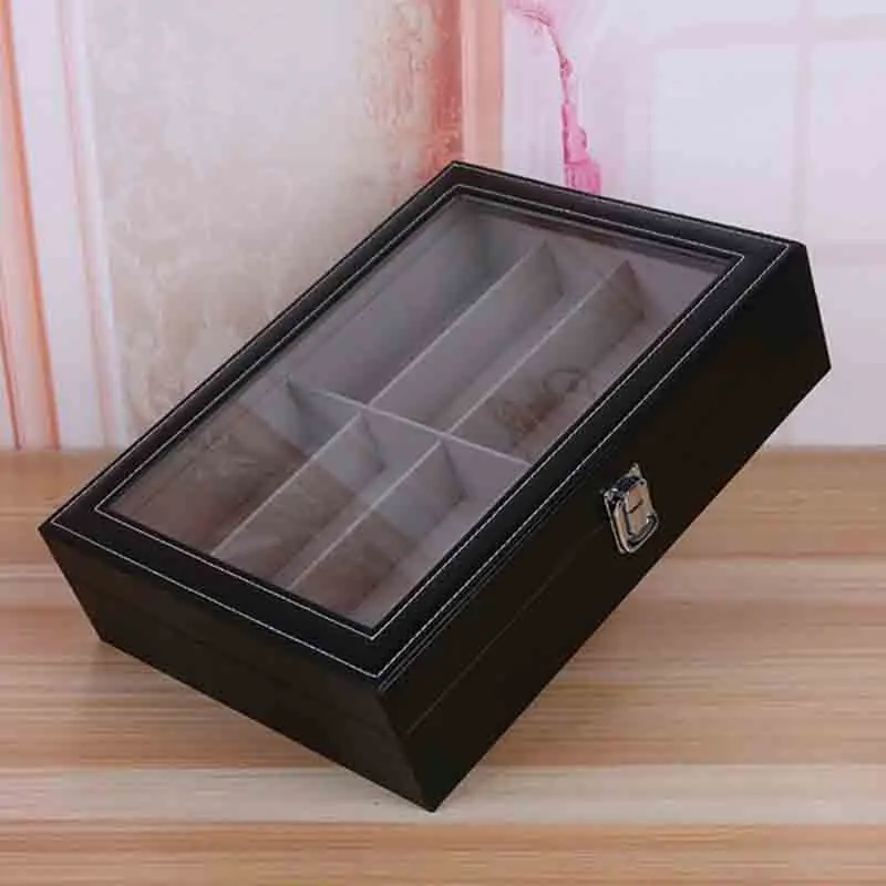 Beste Opbergdoos Organisator Lederen 8Grid Brillen Vitrine Collector Zonnebril Z2Y236