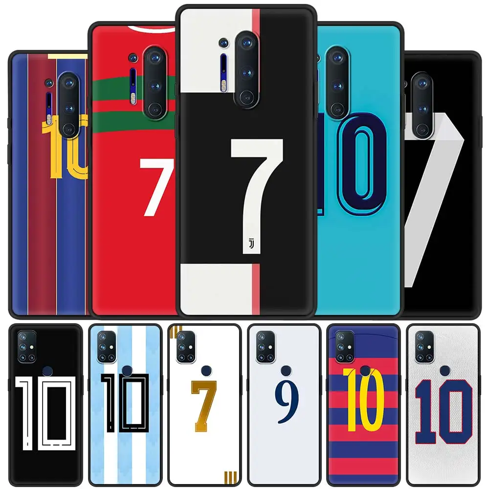

For OnePlus 8 Nord 7Pro Case For One Plus Z N10 5G 8T 7 Pro n100 7T 6T Full Protection Soft Phone Cover FootBall Number 7 Shell
