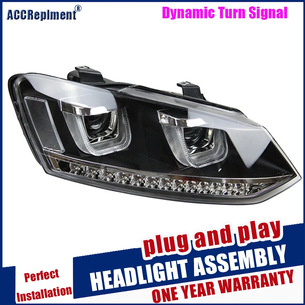 Фары с динамическим поворотным сигналом автостайлинг для VW Polo фары в сборе 2011 2018