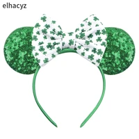 st patricks day headband irish day party decoration mouse ears hairband lucky green shamrocks headwear festival hair accessory