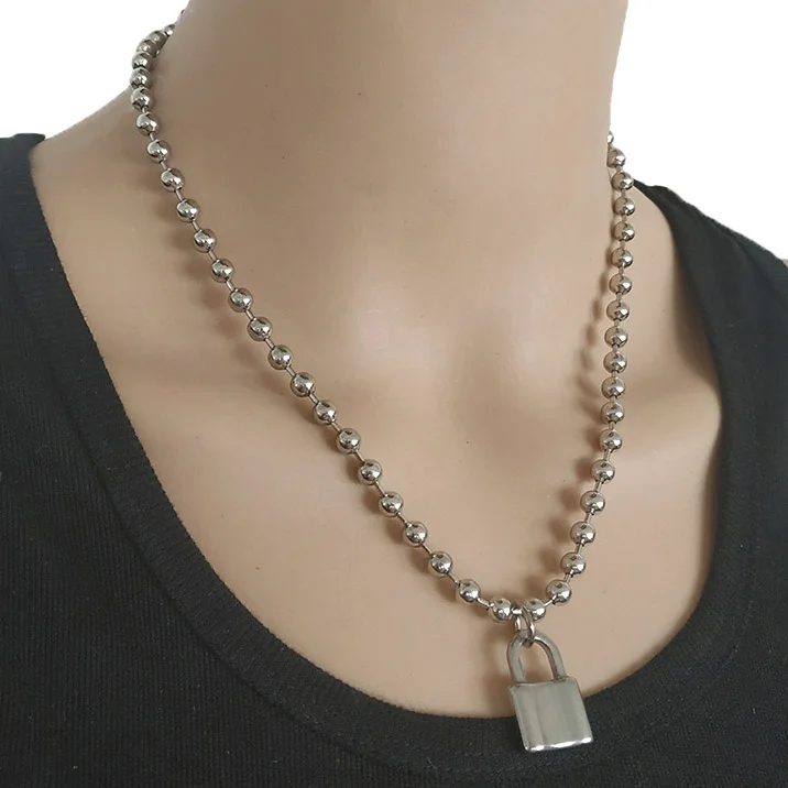 Мужские Базовые цепи из нержавеющей стали круглое ожерелье унисекс с бусинами и