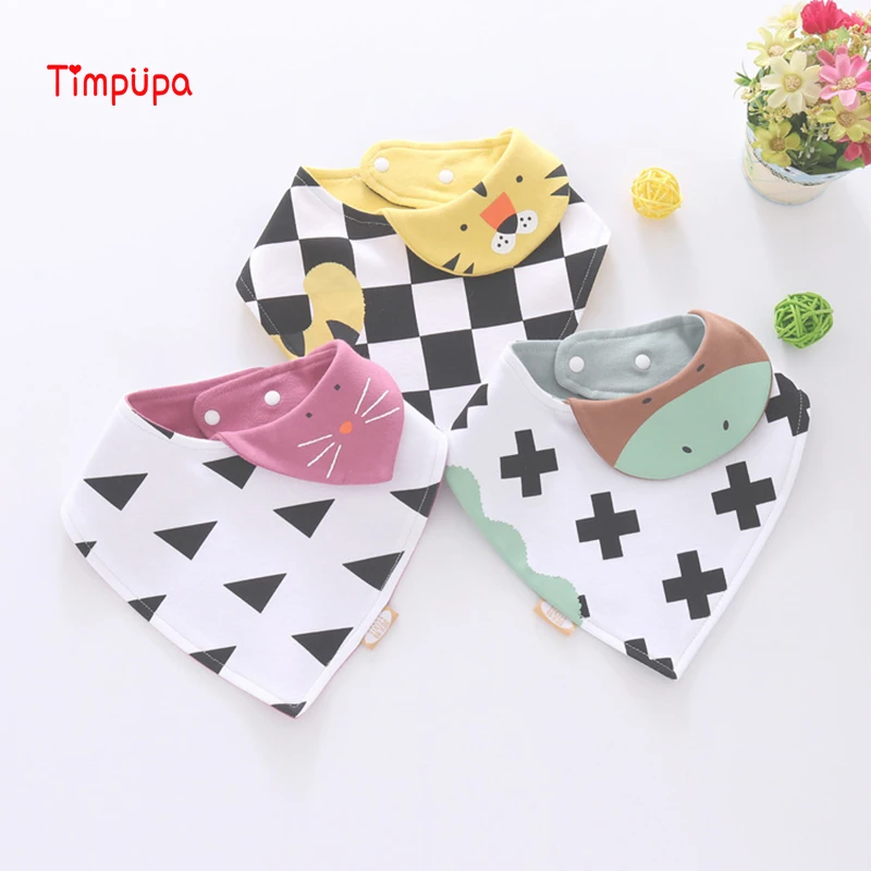 

Timpupa Baby Bibs Cotton Infant Feeding Towel Bibs Cartoon Newborn Girls and Boys Triangle Scarf Bandana Cute Burp Cloth
