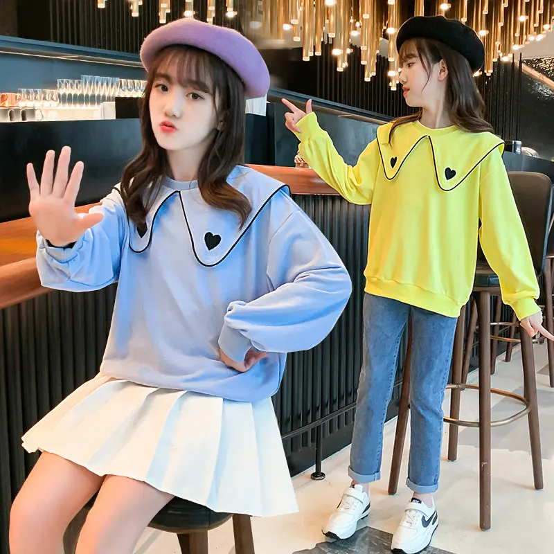 

Детский свитшот средней длины с принтом сердечек, 2021 хлопок