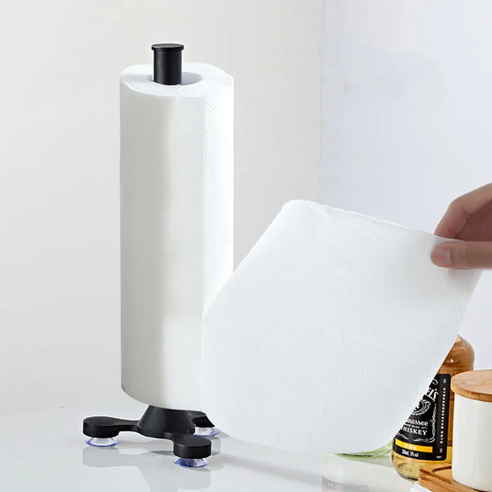 

1Pc Sucker Napkin Holder Home Simple Roll Paper Rack Chic Tissue Dispenser Black