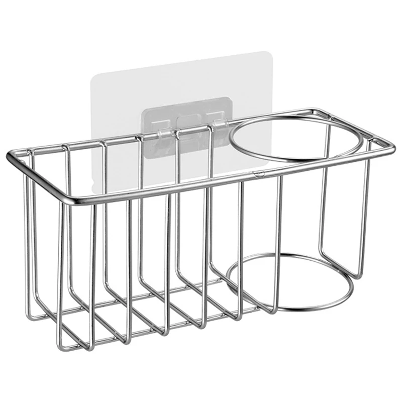 

New Sink Organizer Caddy Brush Holder-Sponge Holder for Kitchen Sink Caddy, 2 in 1 Brush Holder,Stainless Rust Proof