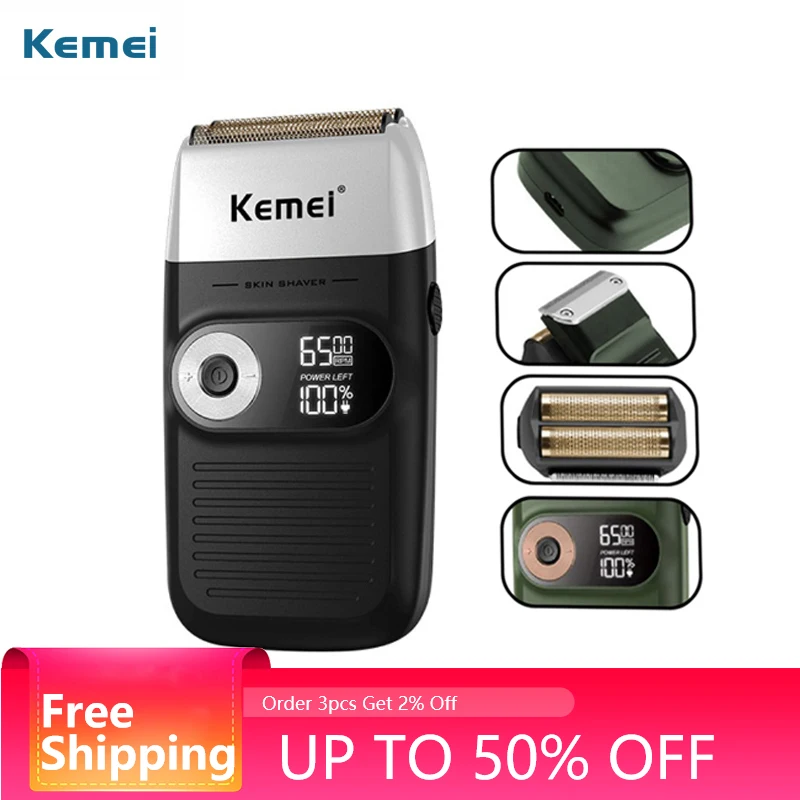 

Kemei Electric Shaver Men Reciprocating Razor Rechargeable Beard Trimmer Shaving Cutter Machine for Twin Blade with Storage Bag
