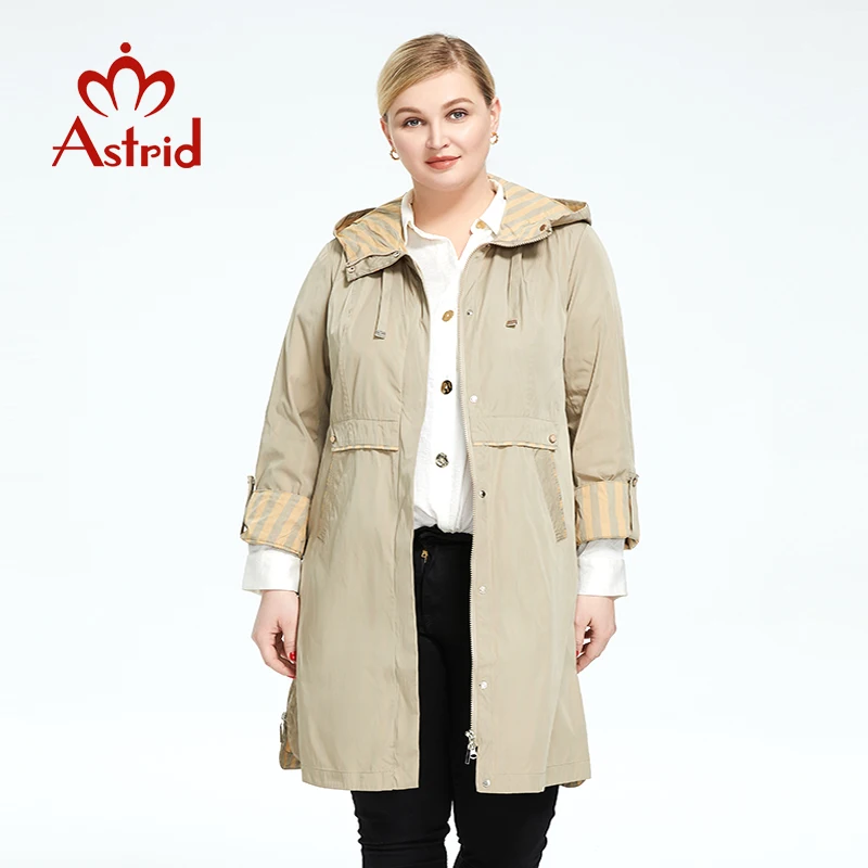 Astrid 2022 Spring Autumn Women's Trench Coat Women Jacket Plus Size Zipper Outerwear Female Long Solid Slim Windbreaker AS-9007