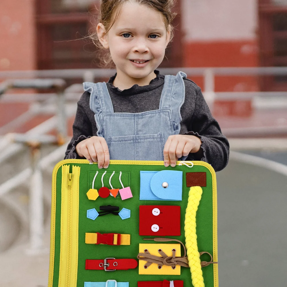 

1 set of Toddlers Busy Board Preschool Basic Skills Educational Learning