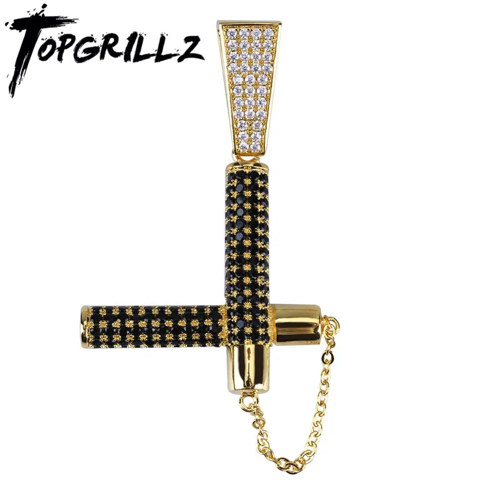 TOPGRILLZ HipHop медное ожерелье золотого и серебряного цвета с микро закрепкой AAA CZ Nunchaku