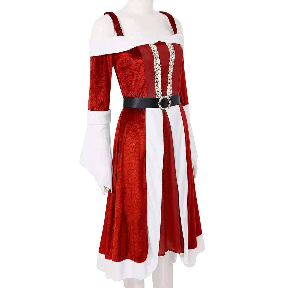 Женский бархатный Рождественский костюм Mrs Miss santa claus маскарадное платье с