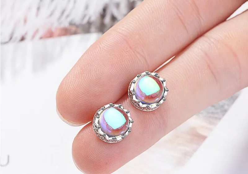 Женские серьги гвоздики из серебра 2019 пробы с градиентом|Серьги-гвоздики| |