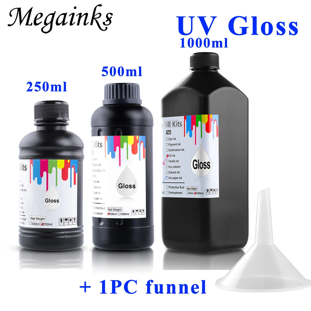 

Varnish (Gloss) uv ink For Epson 1390 1400 1410 1430 1500W L800 L805 L1800 R290 R300 R1800 DX5 DX7 printhead 250ml 500ml 1000ml