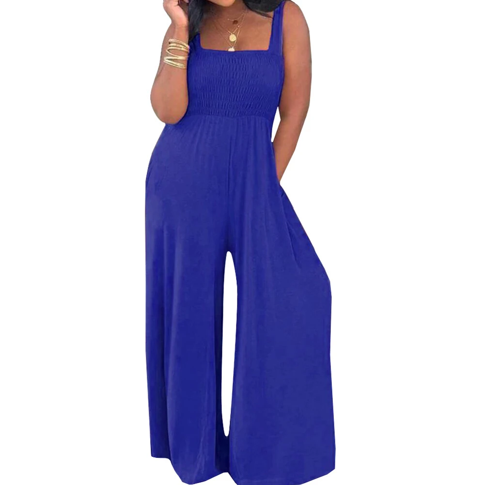 

Female Jumpsuit, Solid Color Square Neck Sleeveless Jumpsuit Bodysuit, Red/Black/Blue/Creamy White
