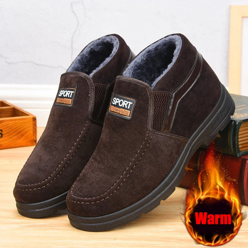 

XIZOU men boots winter work shoes for men warm Men's Shoes Sneaker Ankle Boots Snow Boots Flat Casual 2021 Plush Fur Boots