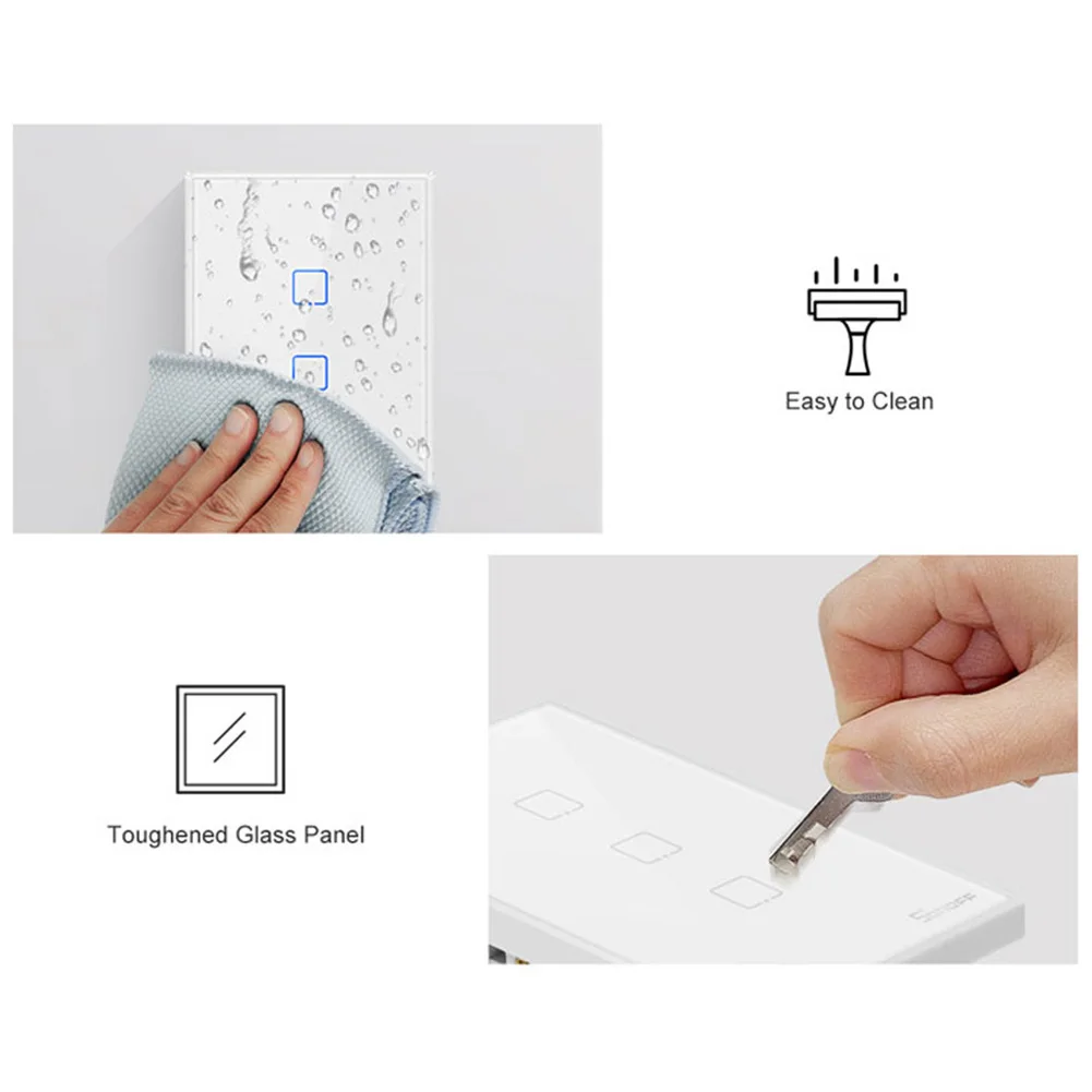 

Sonoff T2 US Wall Smart Wifi Switch 3 Gang Voice Control Touch Remote Panel