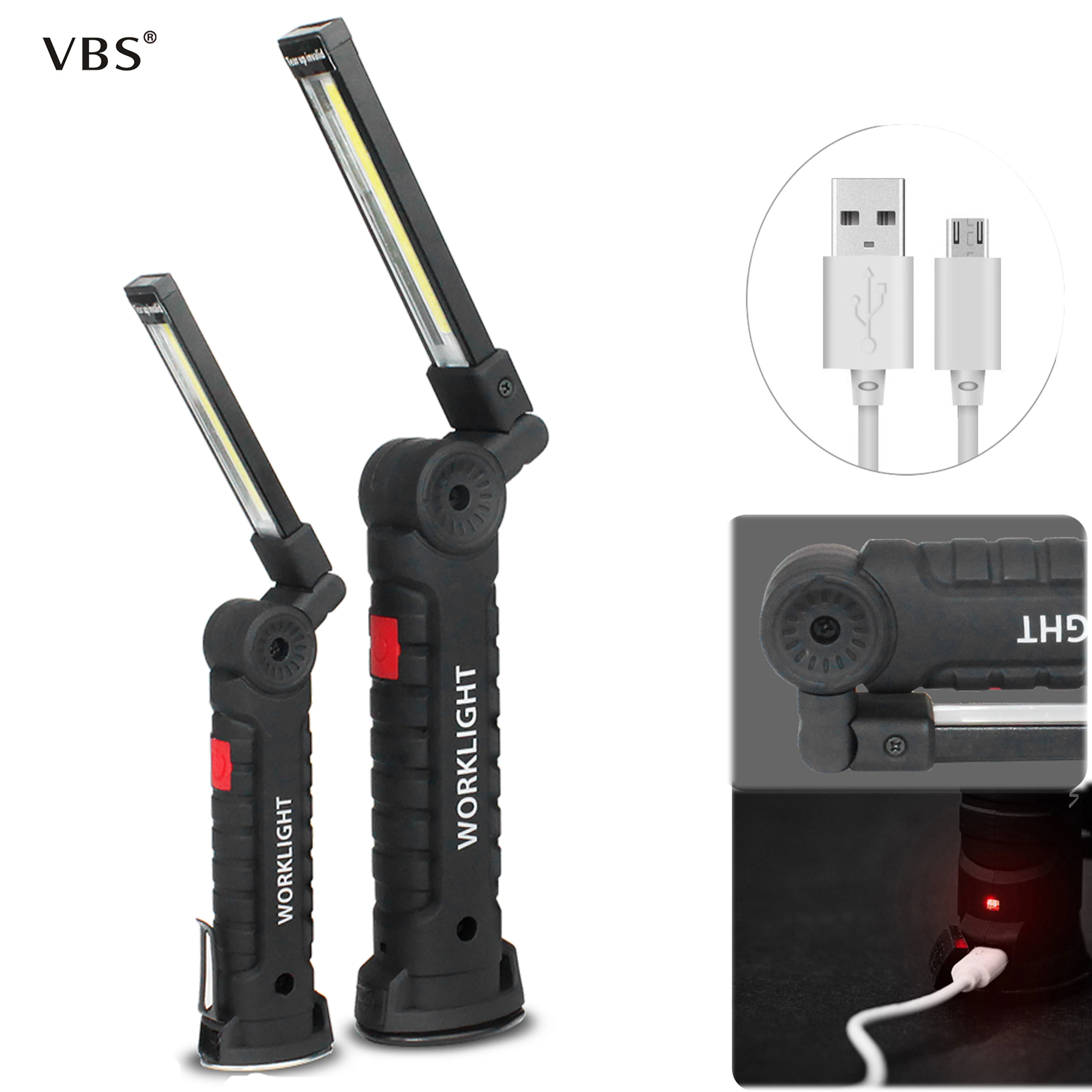 5 Working Modes Portable COB Flashlight Torch USB Rechargeable LED Work Light Magnetic COB Tactical Flashlight With Hanging Hook