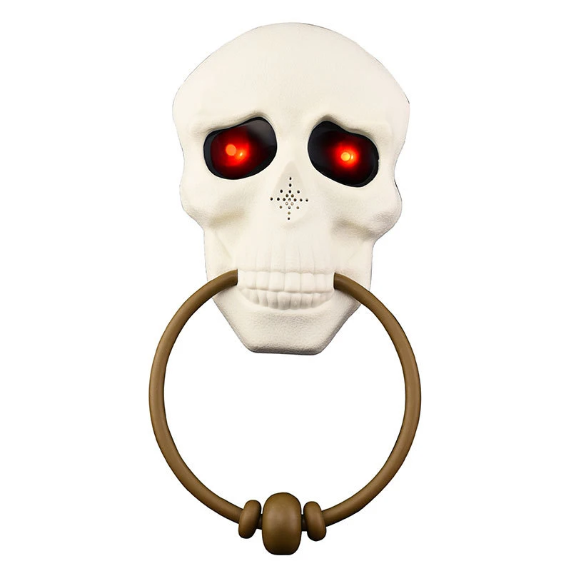 Дверной звонок в виде черепа на Хэллоуин страшный светящийся глаза красный