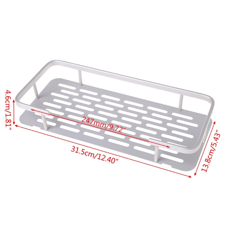 

1 Tier Wall Mounted Bathroom Shelf Shower Rack Shampoo Soap Holder Hanger M08
