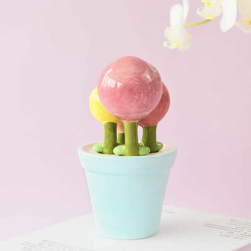 Lindo pensamiento cuchara para cocci&oacute;n cuchara medidora para b&aacute;scula hogar creativo cocina de cer&aacute;mica sal y az&uacute;car, cuchara peque&ntilde;a, con Base-3