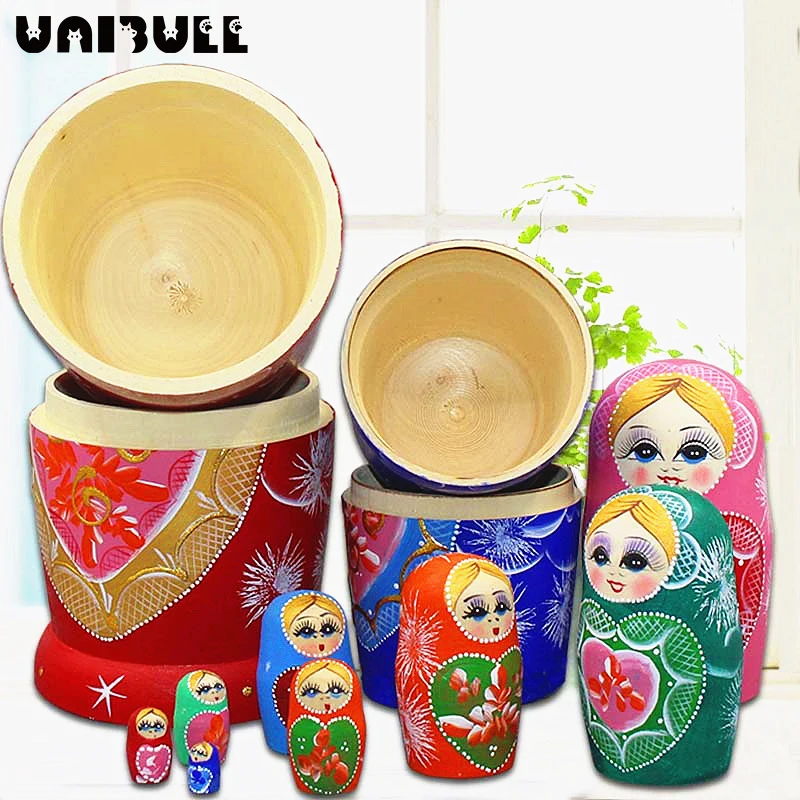 

Матрешка UNIBULL, 10-уровневая деревянная кукла для девочек, этническое изделие ручной работы из липы, снеговик, русская