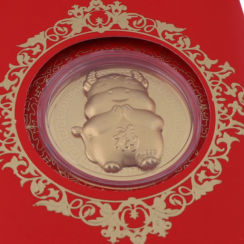 2021 новый год золотая монета искусственная кожа подарок сувенир счастливый