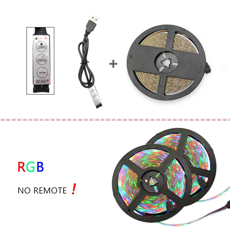 RGB Mini 3Key Remote USB Светодиодные ленты 5050 RGB съемный светодиодный ТВ фонового освещения 50 см 1 м 2 м 3 м 4 м 5 M DIY Гибкие светодиодный свет - Испускаемый цвет: RGB Mini 3Key Remote