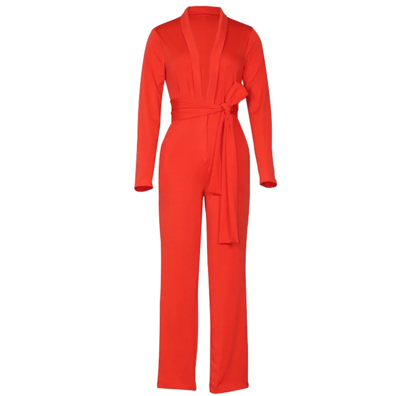 

Women High Waist V-neck Slim Pants Long Sleeve Jumpsuit Casual Rompers Overalls For Female Jumpsuits Women Clothes Office Ladies