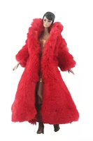 elegant red fur winter parka gold dresses for barbie doll clothes long coat dress 11 5 dolls accessories 16 bjd cosplay toys