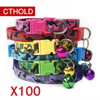 cthold 100pcslot delicate safety casual nylon dog collar neck strap fashion adjustable camo bell pet dog collar hot sale lost