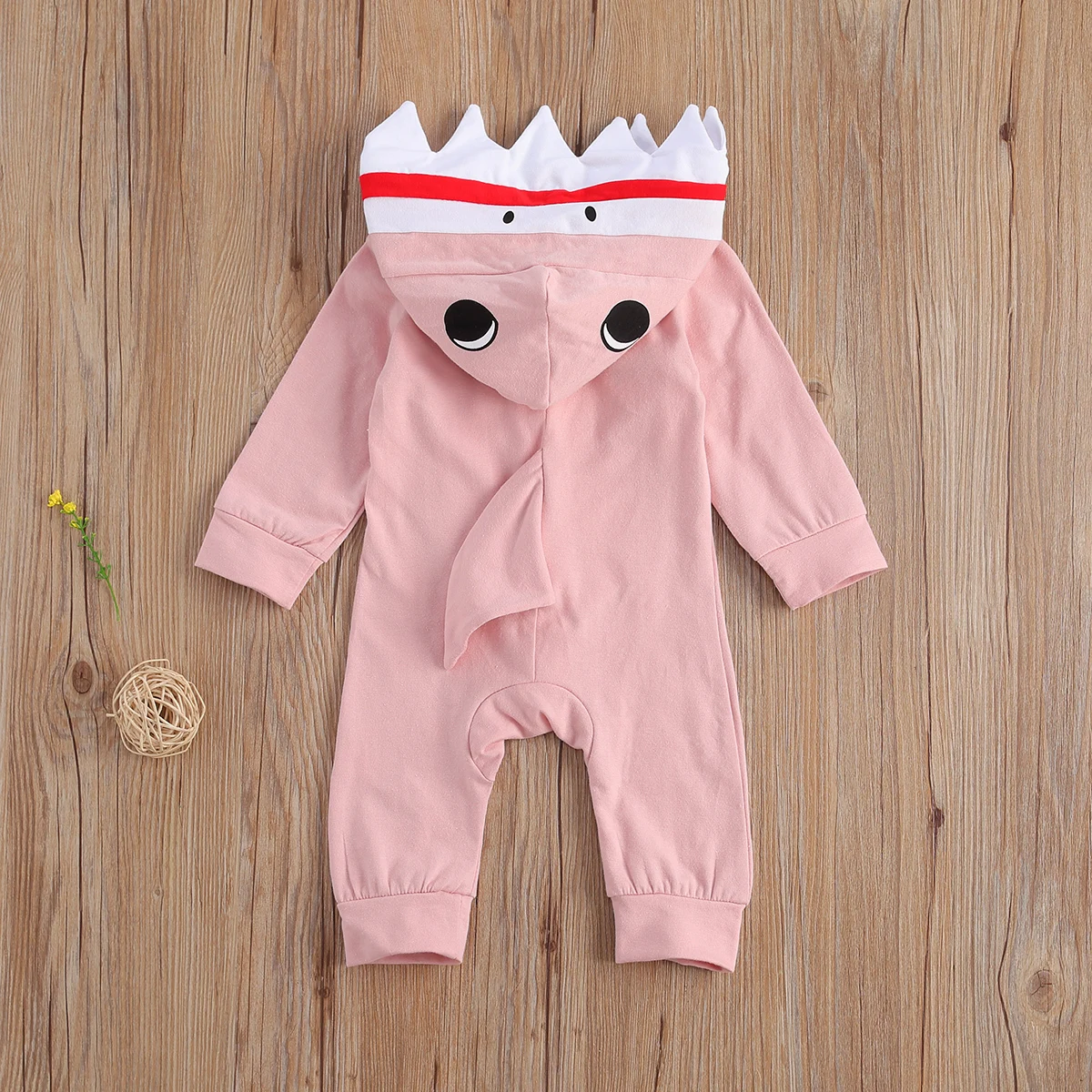 

0-24M Lovely Toddler Baby Girls Boys Rompers 4 Colors Cartoon Print Long Sleeve Hooded Jumpsuits