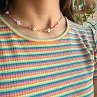 Женское Ожерелье-чокер с цветными бусинами, ожерелье до ключиц с цветком маргаритки, весна-лето 2021