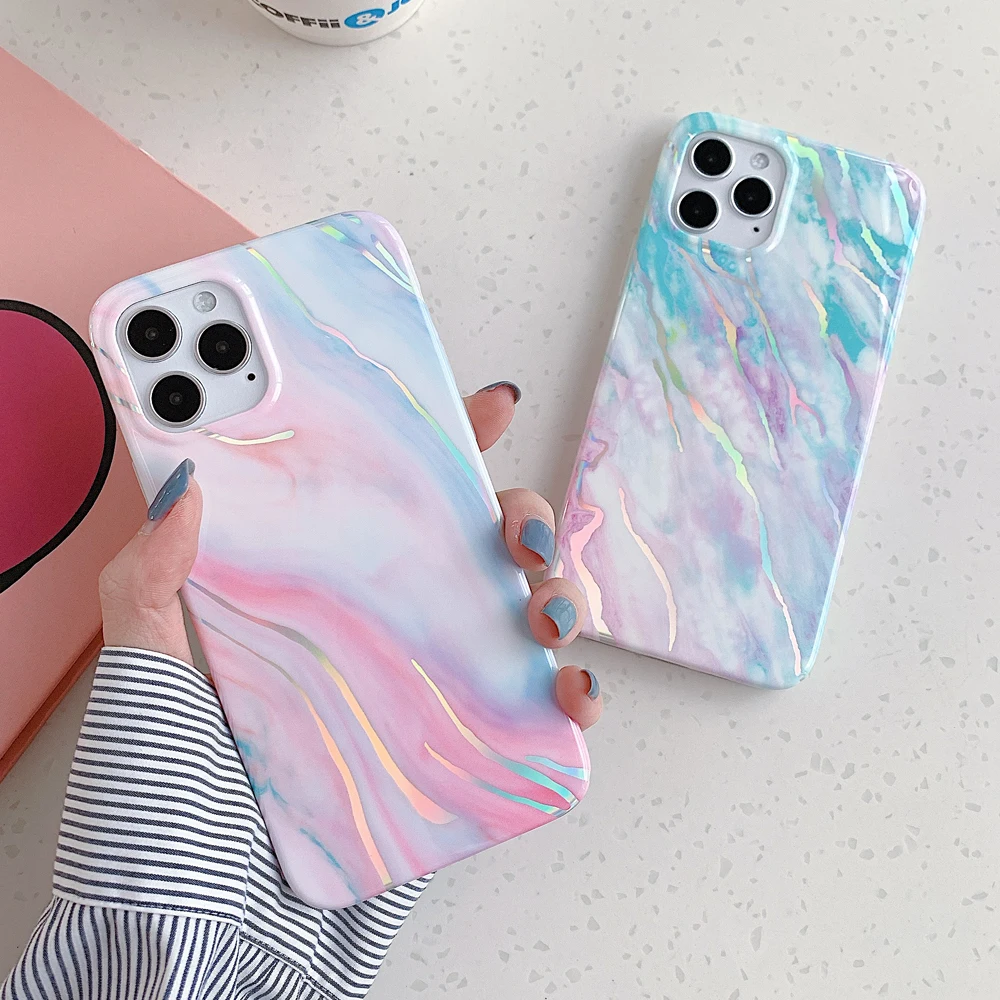 Чехол для телефона LOVECOM Dream Laser Line Marble iPhone 12 Mini 11 Pro Max XR X XS 7 8 Plus мягкий чехол задней