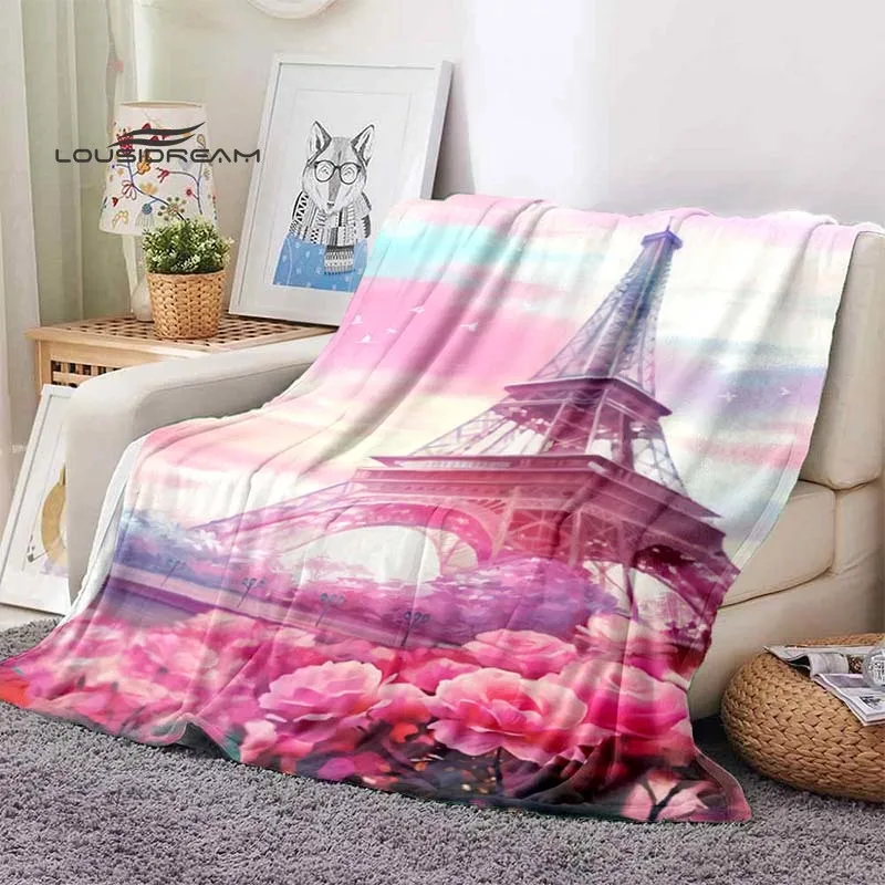Одеяло с Эйфелевой башней модное Фланелевое покрывало рисунком пейзажа мягкое 3D
