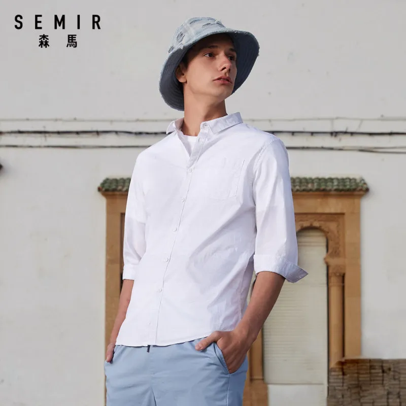 Мужская рубашка с короткими рукавами хлопковая отложным воротником на пуговицах