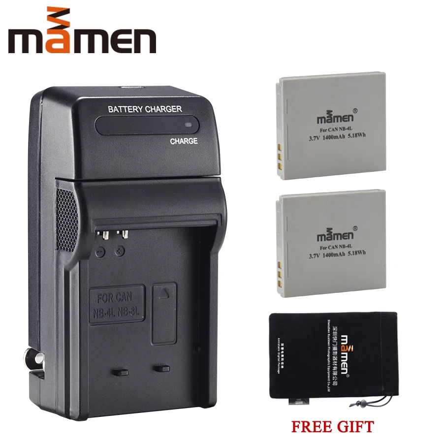Mamen 1400 мА/ч, NB-4L NB4L NB 4L цифровой Батарея+ один Зарядное устройство для Цифрового Фотоаппарата Canon IXUS 60 65 80 75 100 I20 110 115 120 130 составляет SD780 SD960