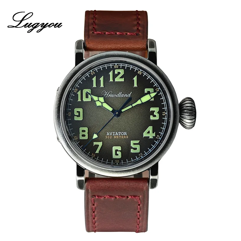 Red strap ETA2824 Lugyou Pilot мужские часы из нержавеющей стали автоматические сапфировые 30ATM водонепроницаемые швейцарские светящиеся настоящие индексы Swiss ETA Move Мужские t - Цвет: Red strap ETA2824