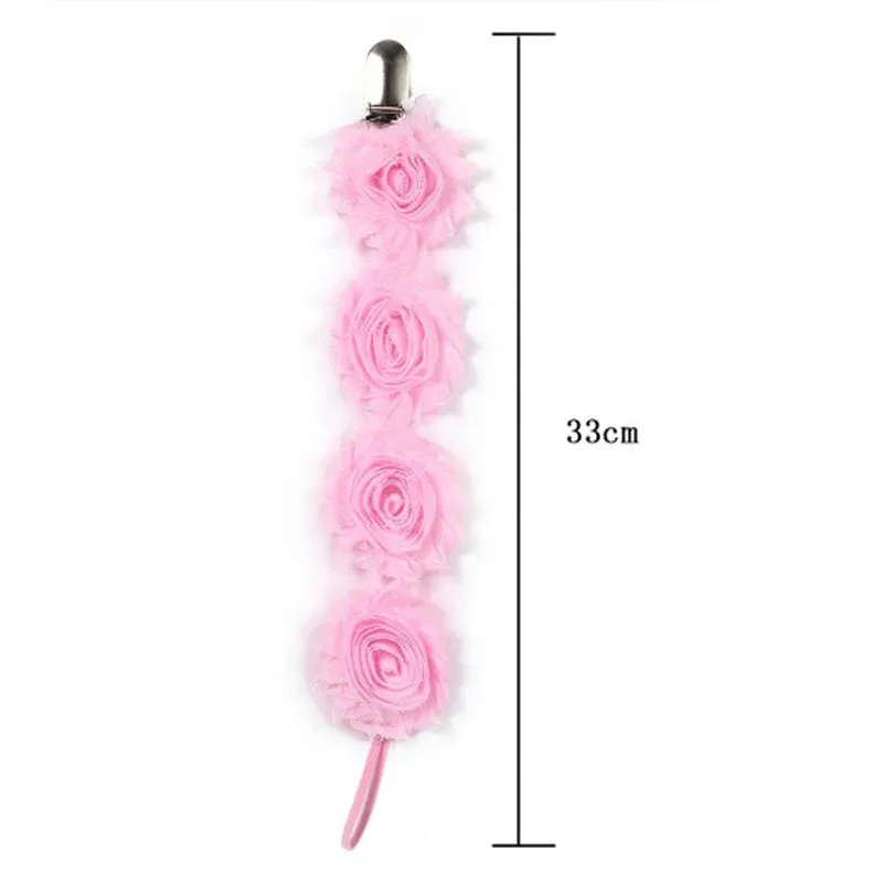 

Kids Teething Soother Holder Strap Chain Baby Girls Infant Rose Flower Feeding Dummy Pacifier Clip For Nipples Baby Feeding Part