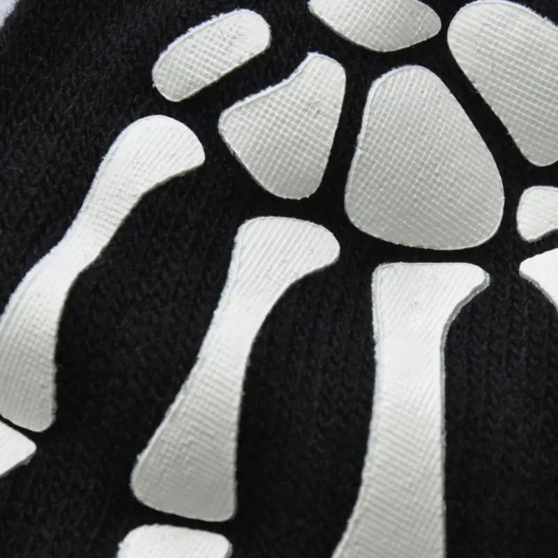 

Unisex Adult Halloween Skeleton Skull Half Finger Gloves Luminous Winter Mittens